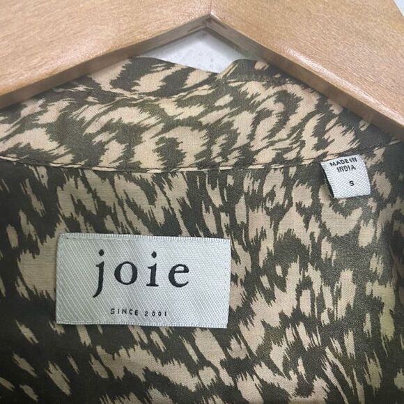 Joie Women’s Green Animal Print Oversized Short Sleeve Button Up Shirt Size S - Picture 5 of 7